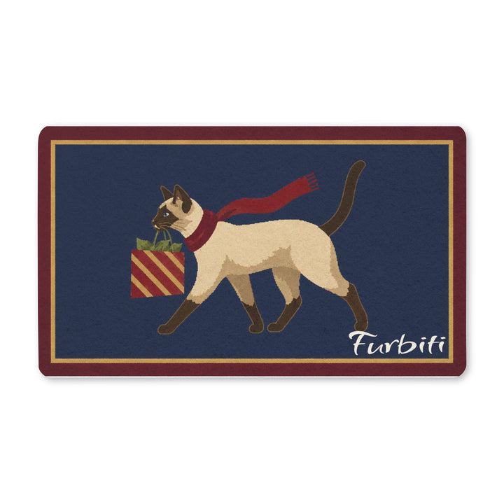 Personalized navy cat doormat flat product view