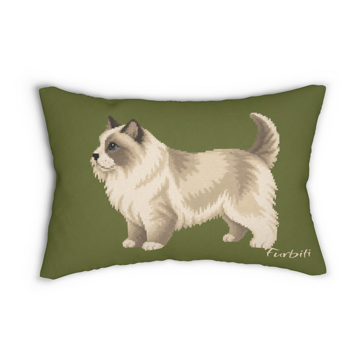 Personalized olive green dog portrait lumbar pillow front view