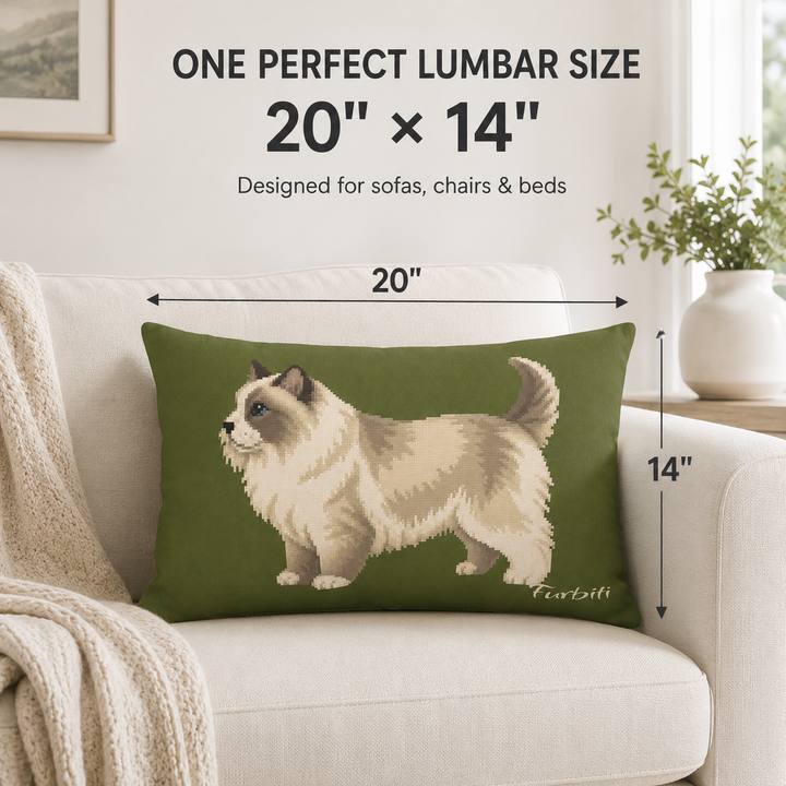 Personalized olive green pet lumbar pillow 20x14 size guide