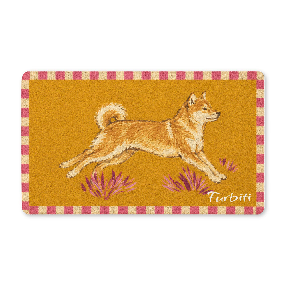 Personalized orange running dog doormat flat product view