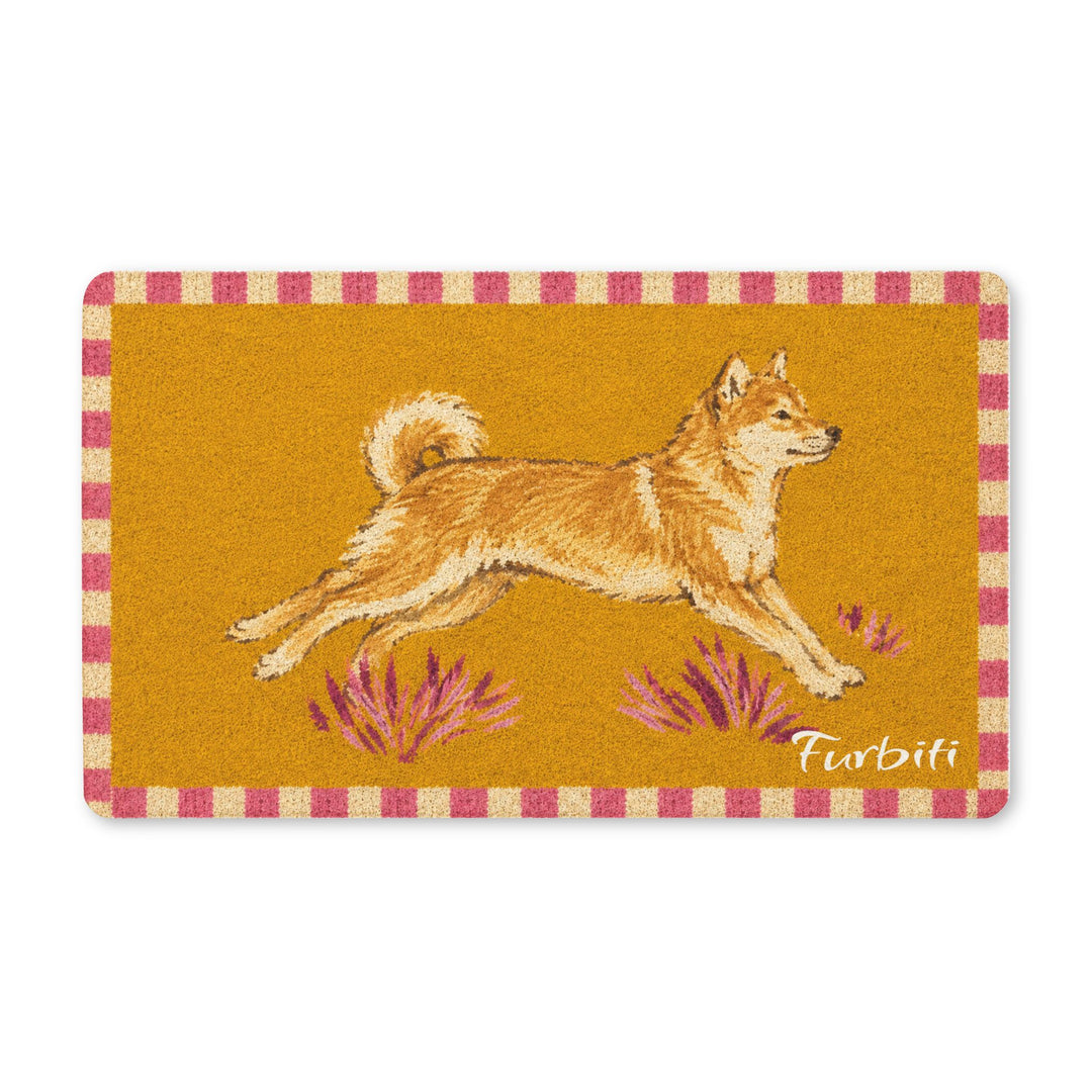 Personalized orange running dog doormat flat product view