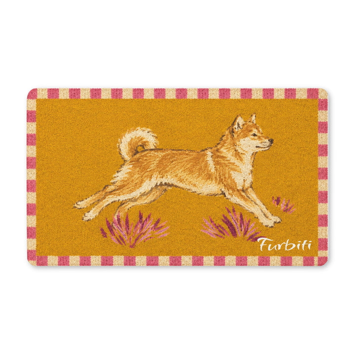 Personalized orange running dog doormat flat product view