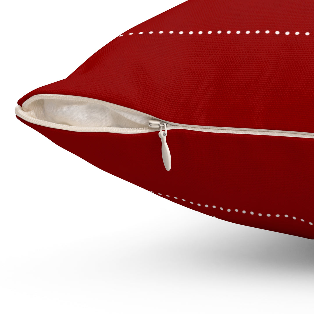 Personalized scarlet pet pillow zipper detail view