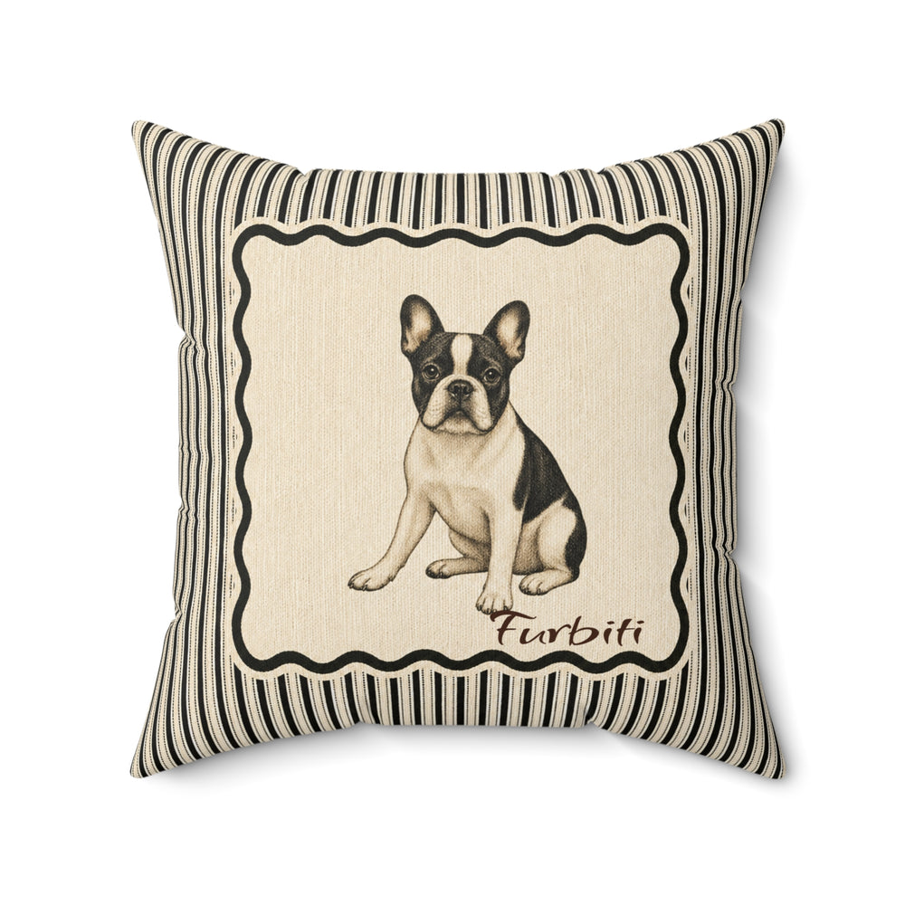 Personalized striped dog portrait pillow flat product view