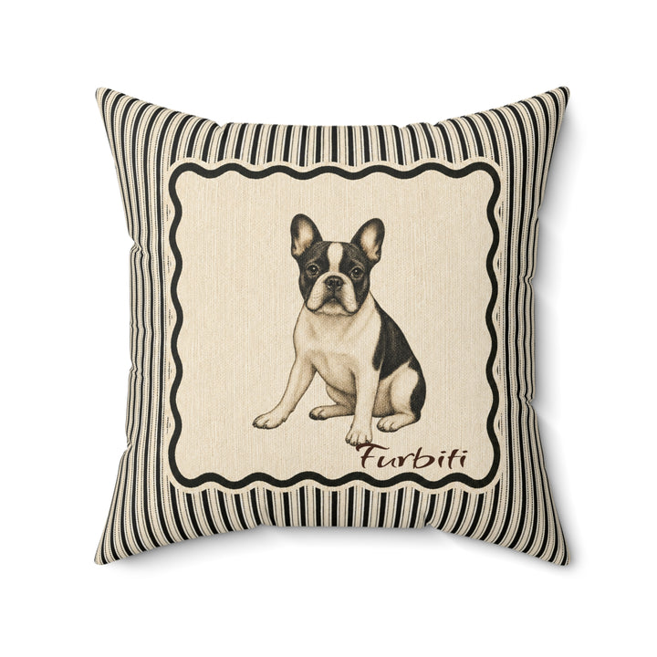 Personalized striped dog portrait pillow flat product view