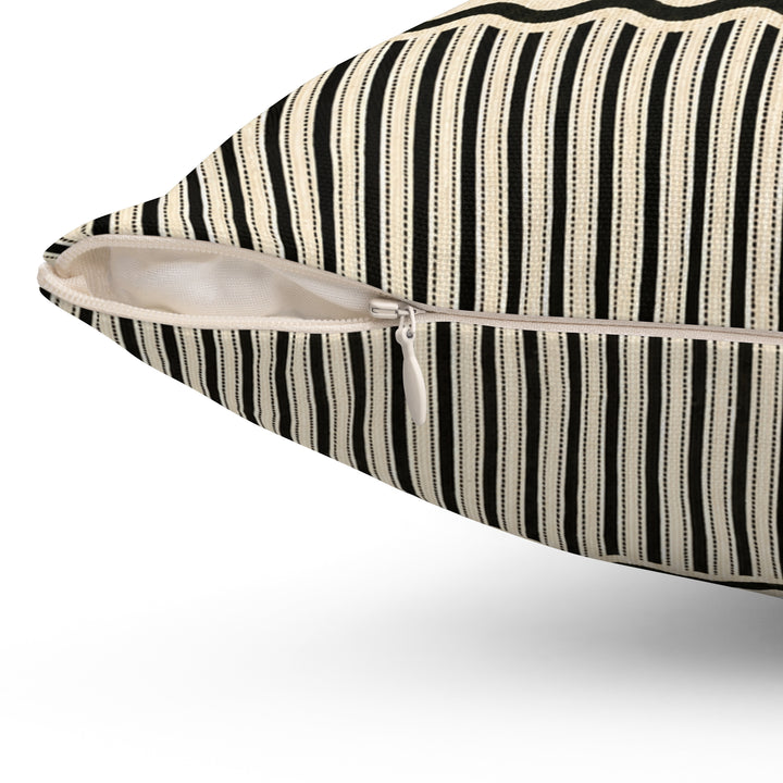Personalized striped pet pillow zipper detail view