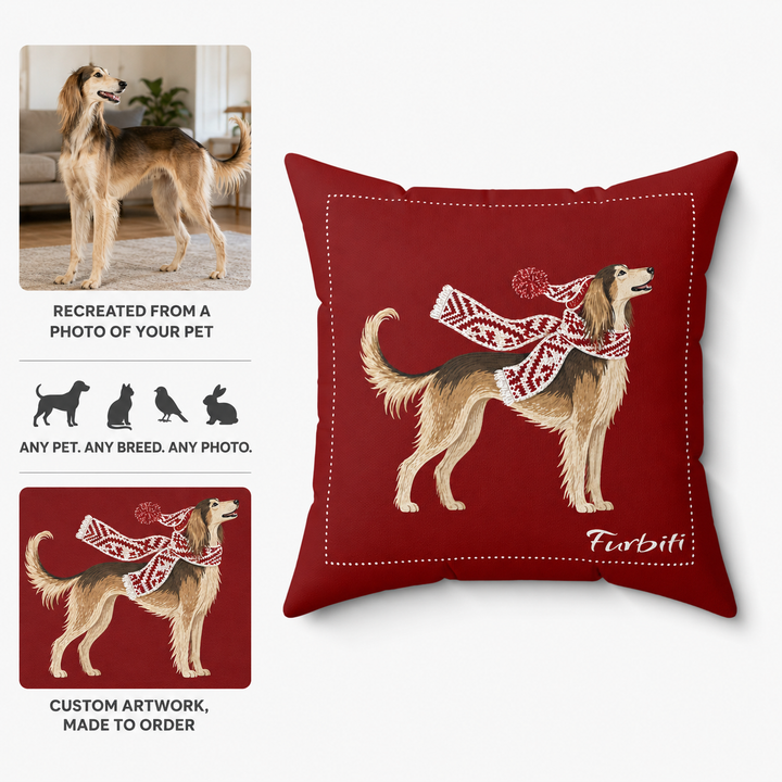 Pet photo to custom newspaper bandana pillow preview