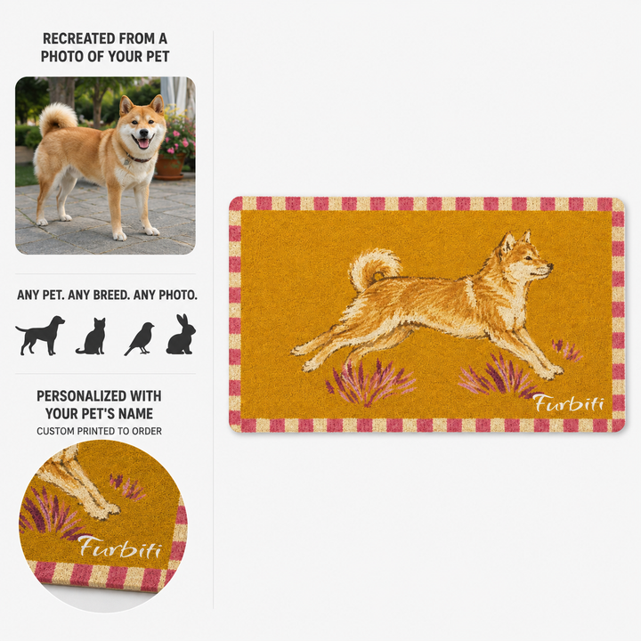 Pet photo to custom running pet doormat preview