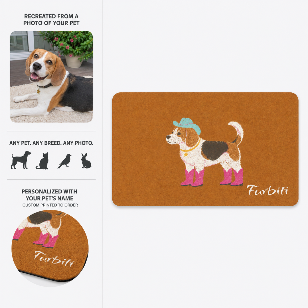 Pet photo to personalized Beagle doormat preview
