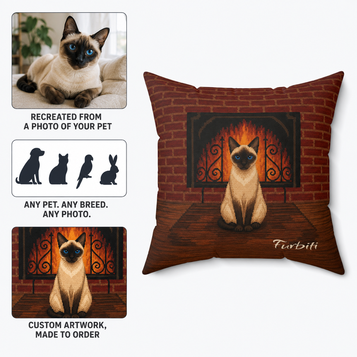 Pet photo to personalized fireside pillow how it works