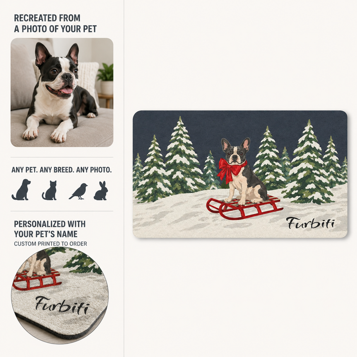 Pet photo to winter sled pet doormat process