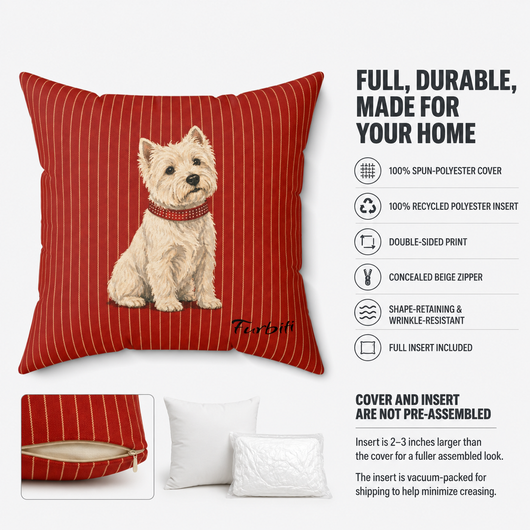 Red stripe pet pillow material and feature overview