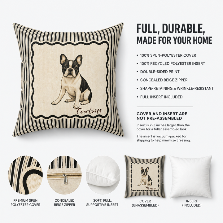 Striped frame pet pillow material and feature overview