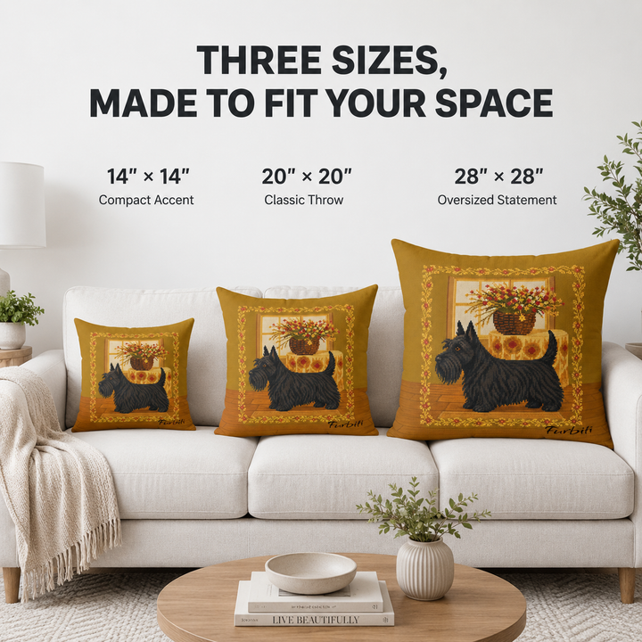 Three size custom golden pet pillow size guide