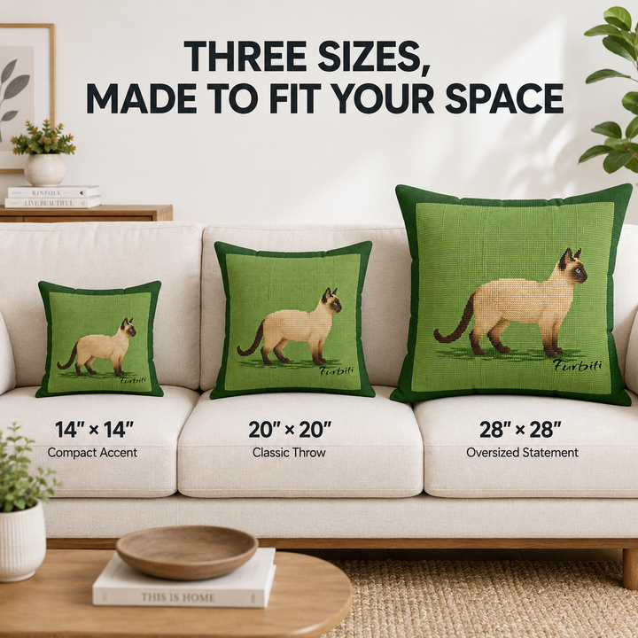 Three size custom green pet pillow size guide