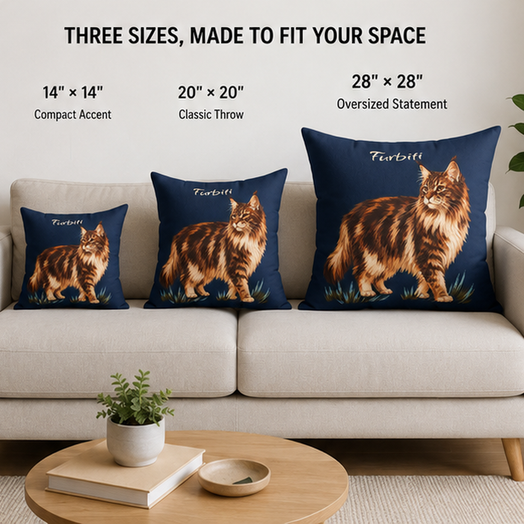 Three size custom navy pet pillow size guide