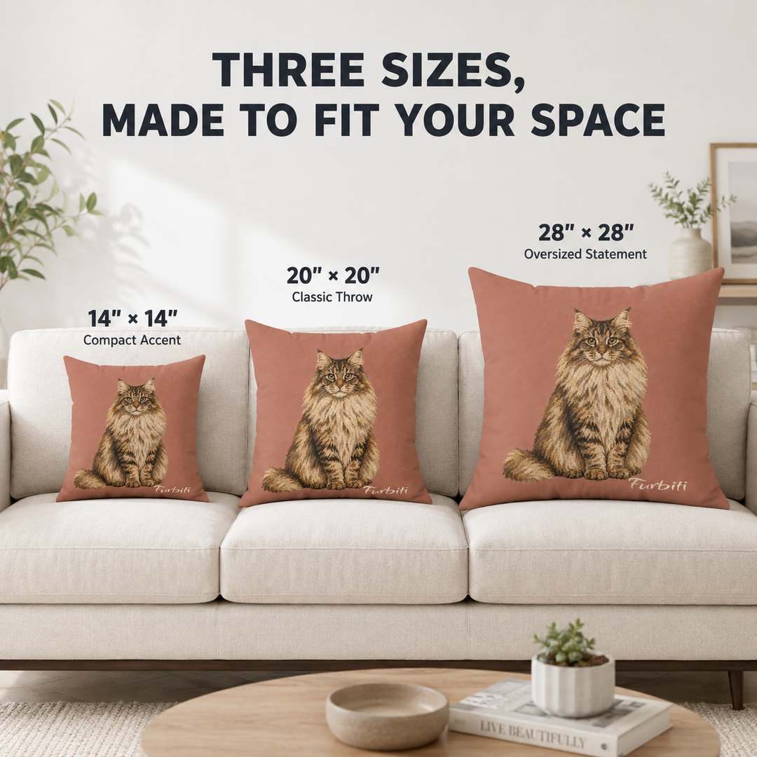 Three size personalized dusty rose pet pillow size chart