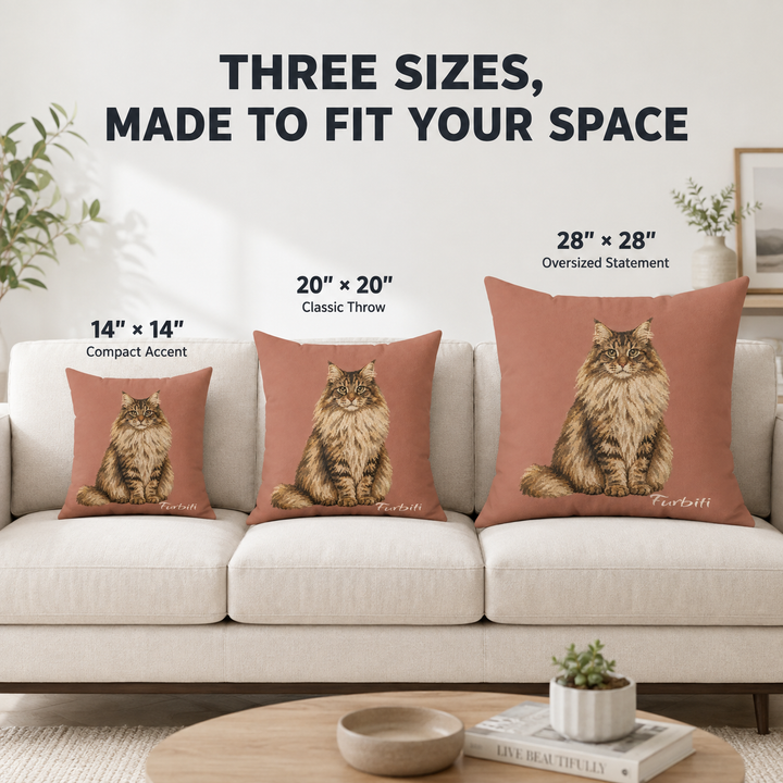 Three size personalized dusty rose pet pillow size chart