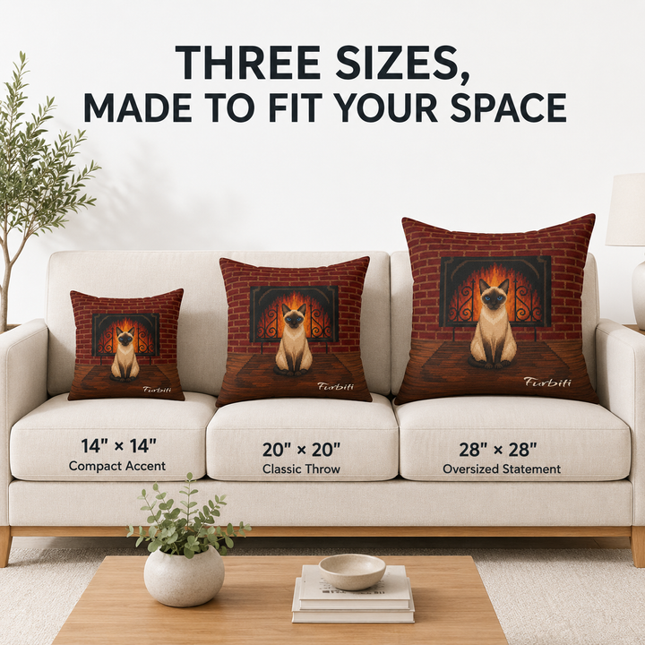 Three size personalized fireside pet pillow size chart