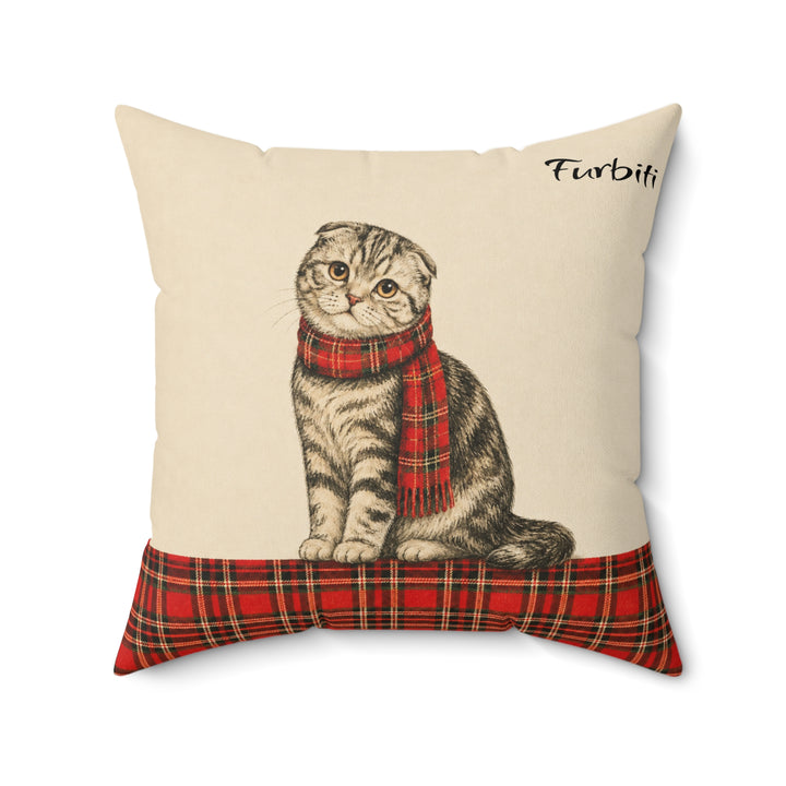 Custom Tartan Scarf Pet Pillow – Personalized Square Cushion