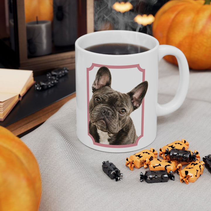 Custom Framed Pet Portrait Mug – Personalized Ceramic Cup