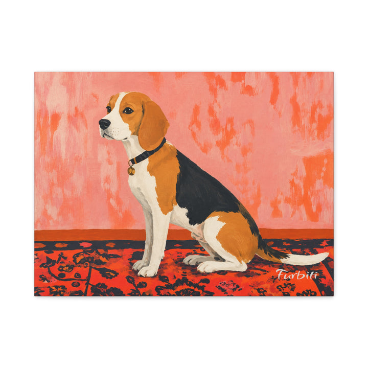 Beagle Orange Background Landscape Pet Portrait Canvas Example