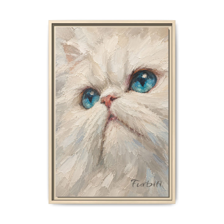 Black Framed Blue Eyed Cat Pet Canvas Portrait Frame Option View