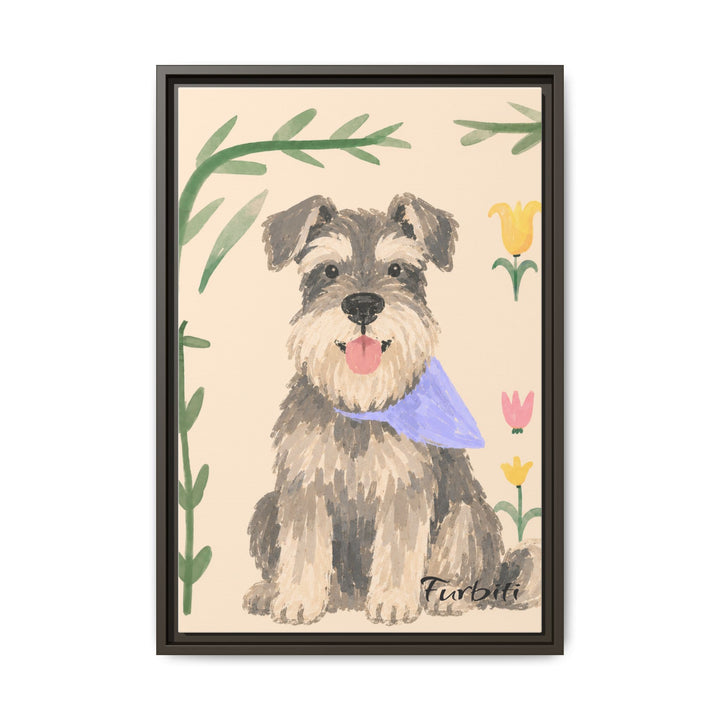 Black Framed Botanical Schnauzer Pet Canvas Portrait Frame Option View