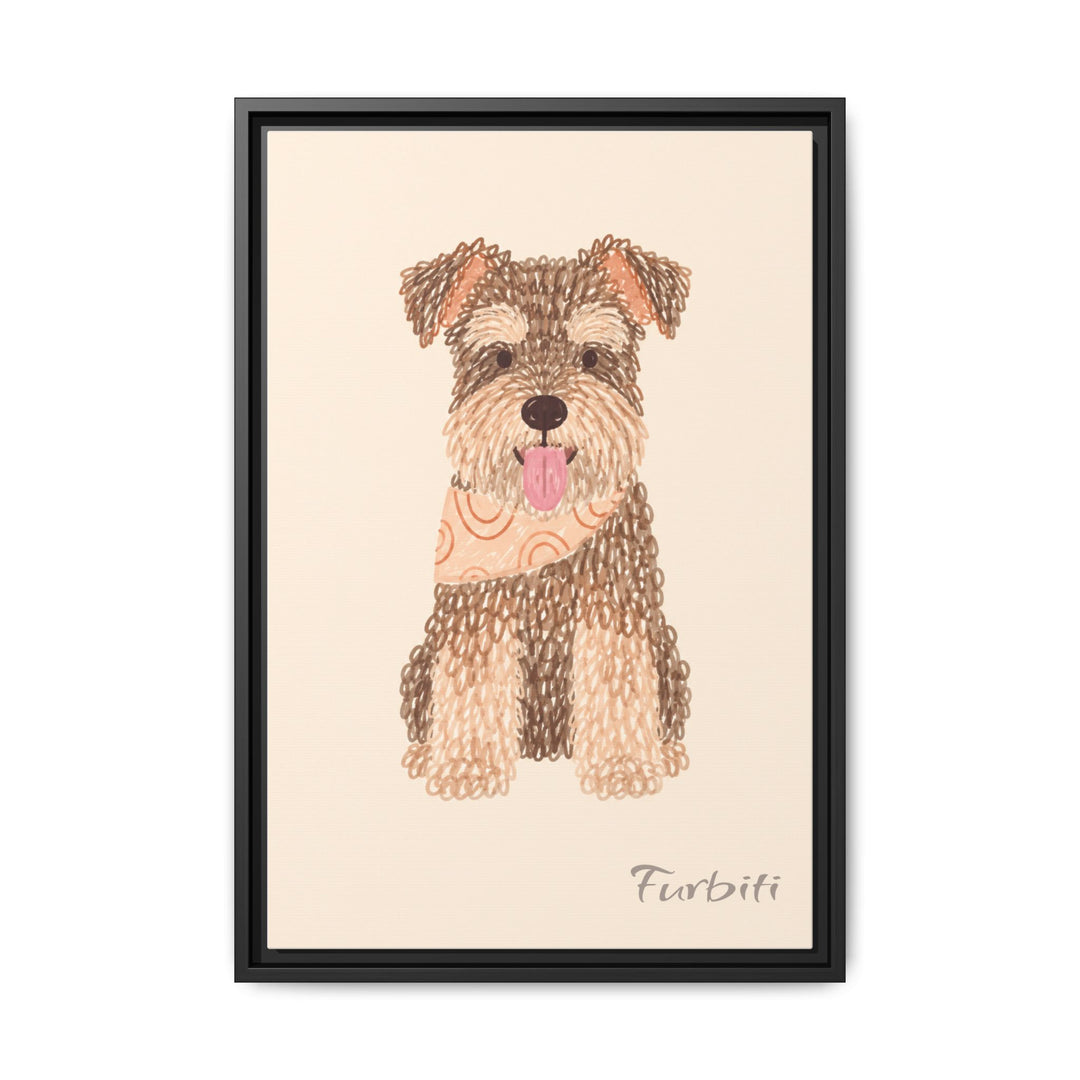 Black Framed Classic Terrier Pet Canvas Portrait Main Product View