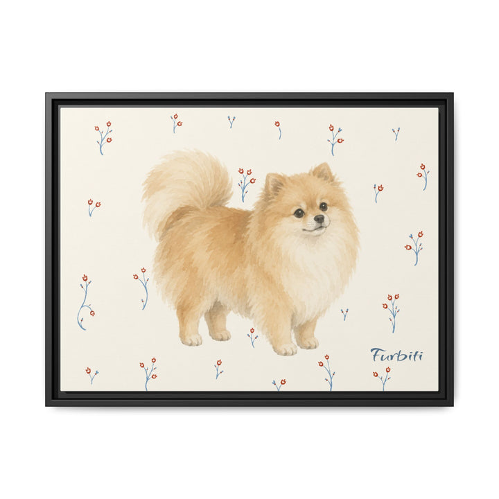 Black Framed Cream Pomeranian Horizontal Pet Canvas Product View