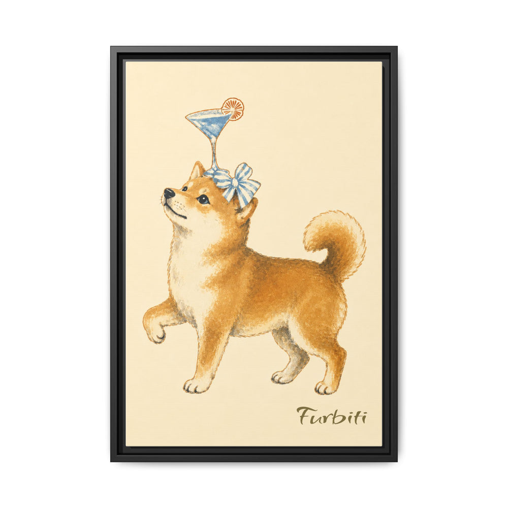 Black Framed Martini Dog Pet Canvas Portrait Main Product View