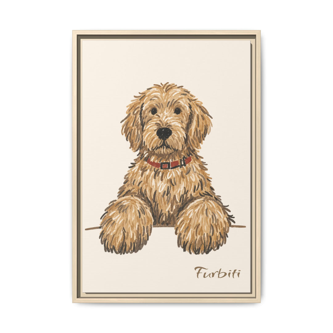 Black Framed Minimalist Sketch Dog Pet Canvas Portrait Frame Option View