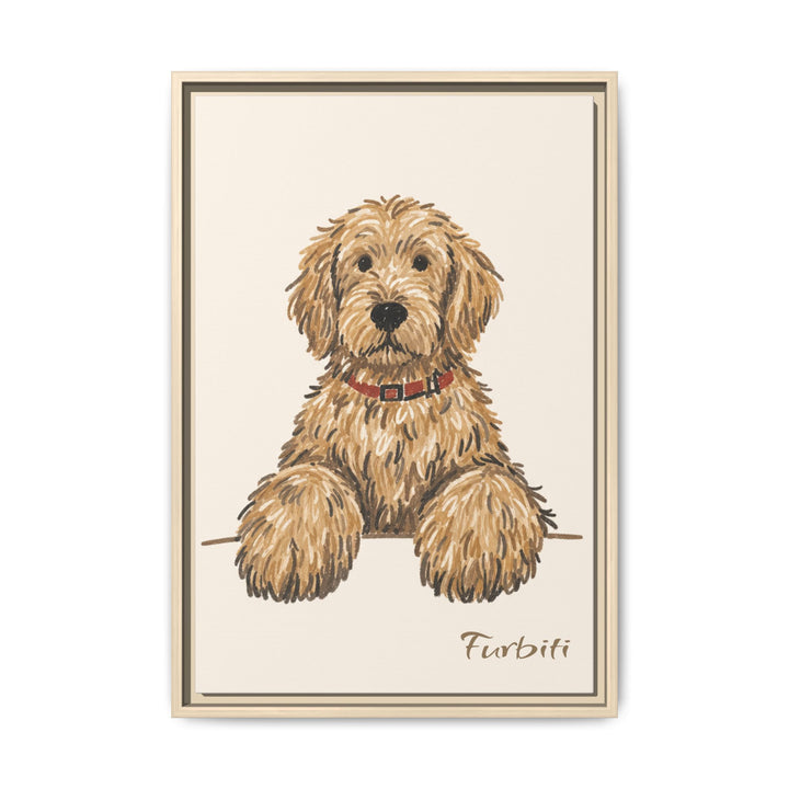 Black Framed Minimalist Sketch Dog Pet Canvas Portrait Frame Option View