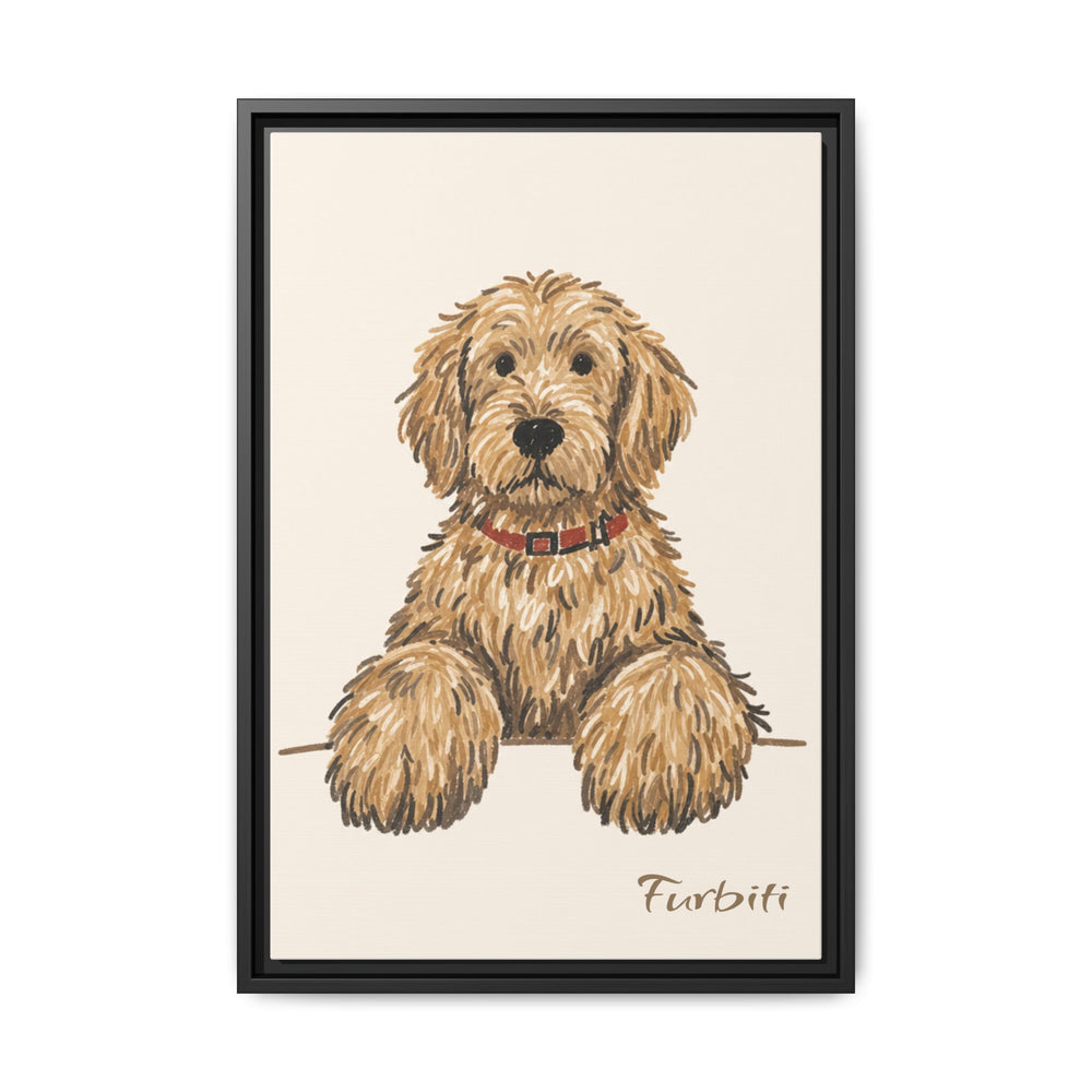 Black Framed Minimalist Sketch Dog Pet Canvas Portrait Main Product View