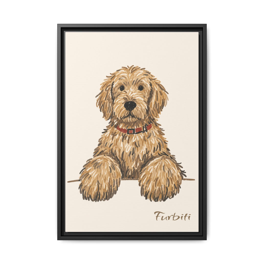 Black Framed Minimalist Sketch Dog Pet Canvas Portrait Main Product View
