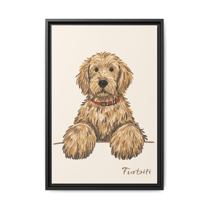 Black Framed Minimalist Sketch Dog Pet Canvas Portrait Main Product View