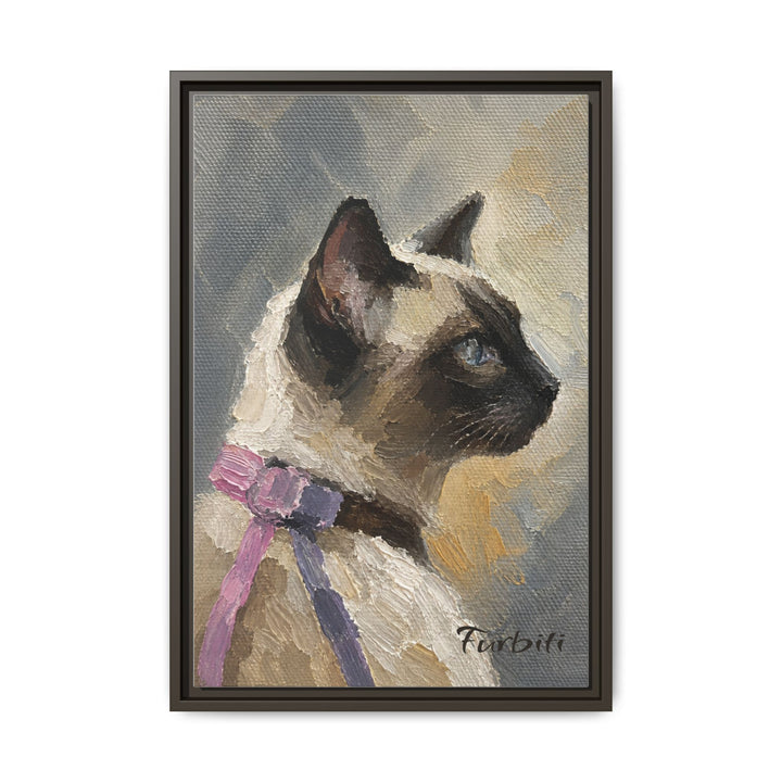 Black Framed Modern Siamese Cat Pet Canvas Portrait Frame Option View