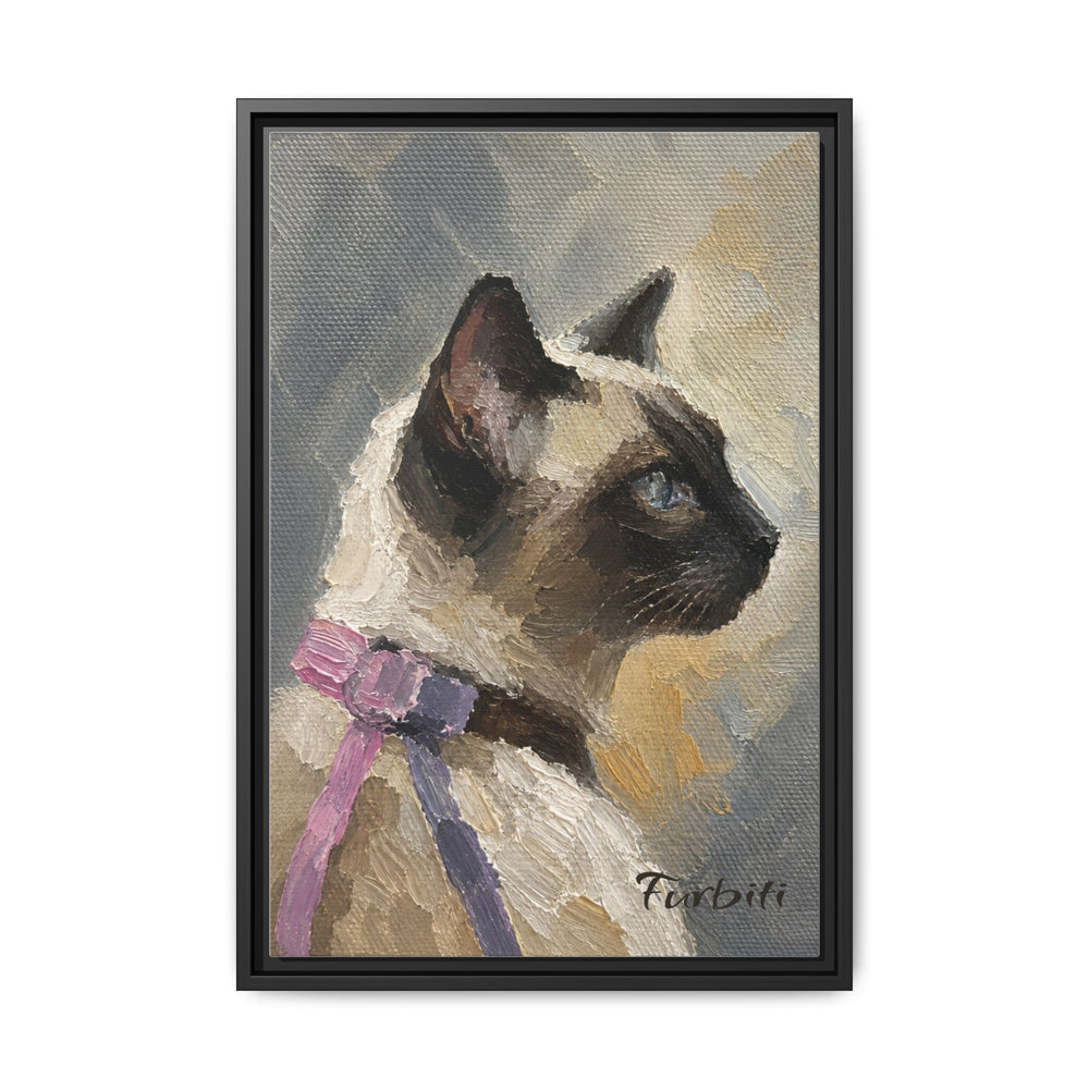 Black Framed Modern Siamese Cat Pet Canvas Portrait Main Product View