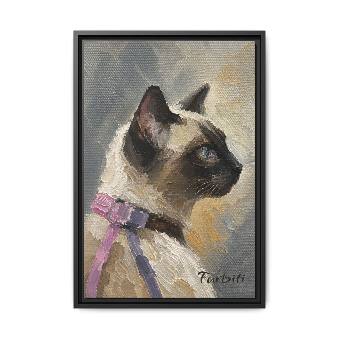 Black Framed Modern Siamese Cat Pet Canvas Portrait Main Product View