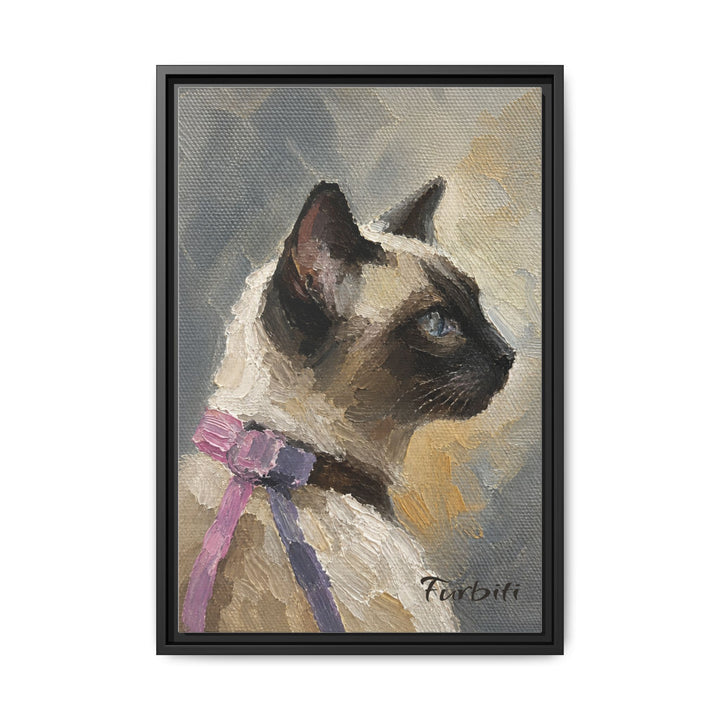 Black Framed Modern Siamese Cat Pet Canvas Portrait Main Product View