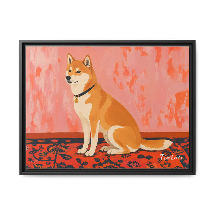 Black Framed Orange Shiba Horizontal Pet Canvas Product View
