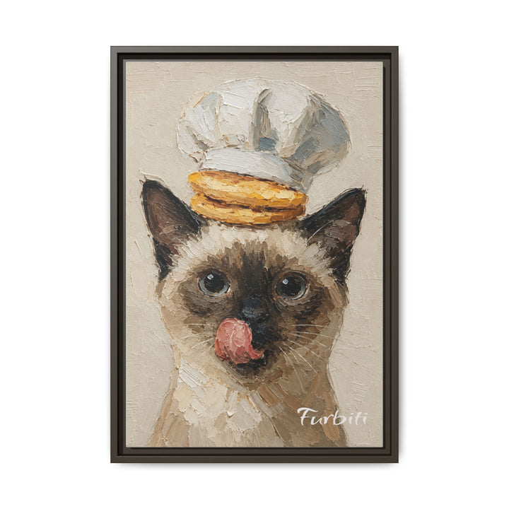 Black Framed Toast Cat Pet Canvas Portrait Frame Option View