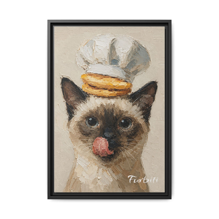 Black Framed Toast Cat Pet Canvas Portrait Main Product View