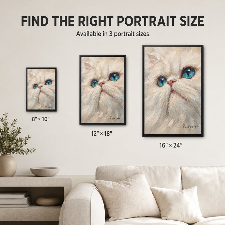 Blue Eyed Cat Pet Canvas Portrait Size Guide