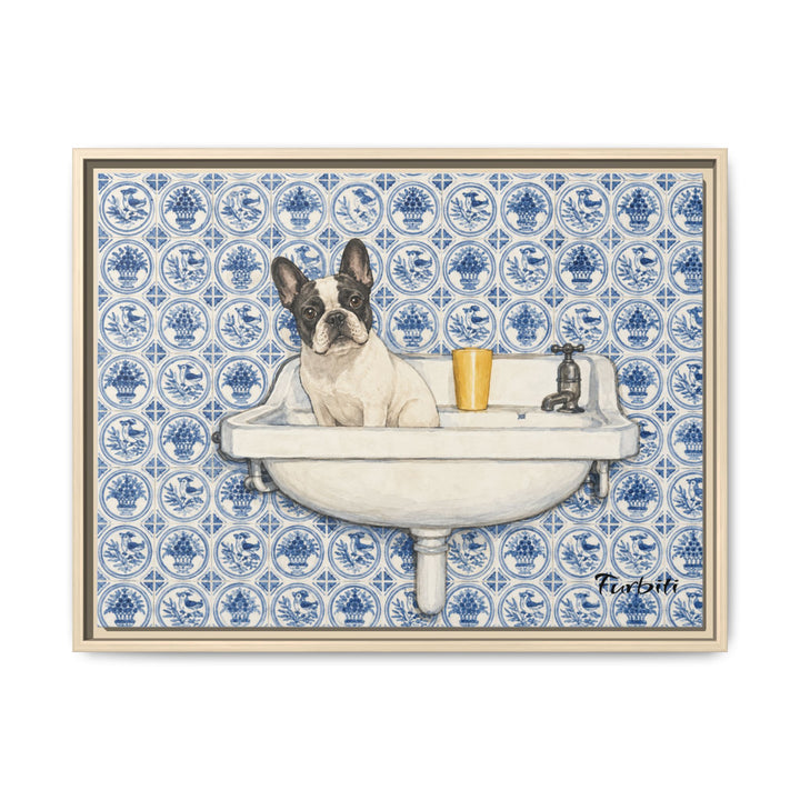 Blue Tile Alternate Dog Landscape Pet Portrait Canvas Example
