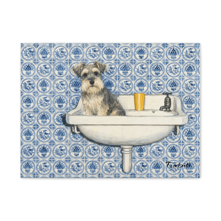 Blue Tile Alternate Pet Landscape Pet Portrait Canvas Example