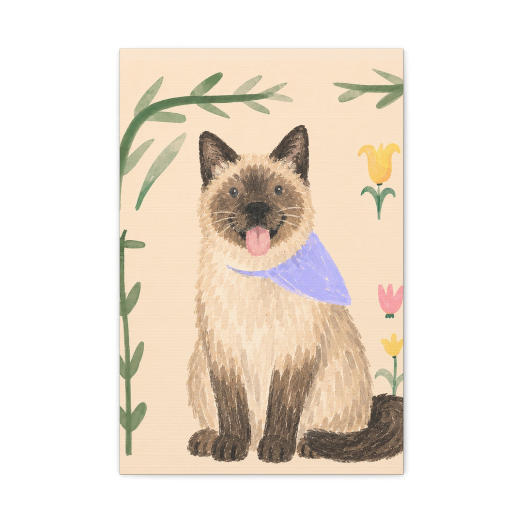 Botanical Schnauzer Pet Canvas Portrait Artwork Detail