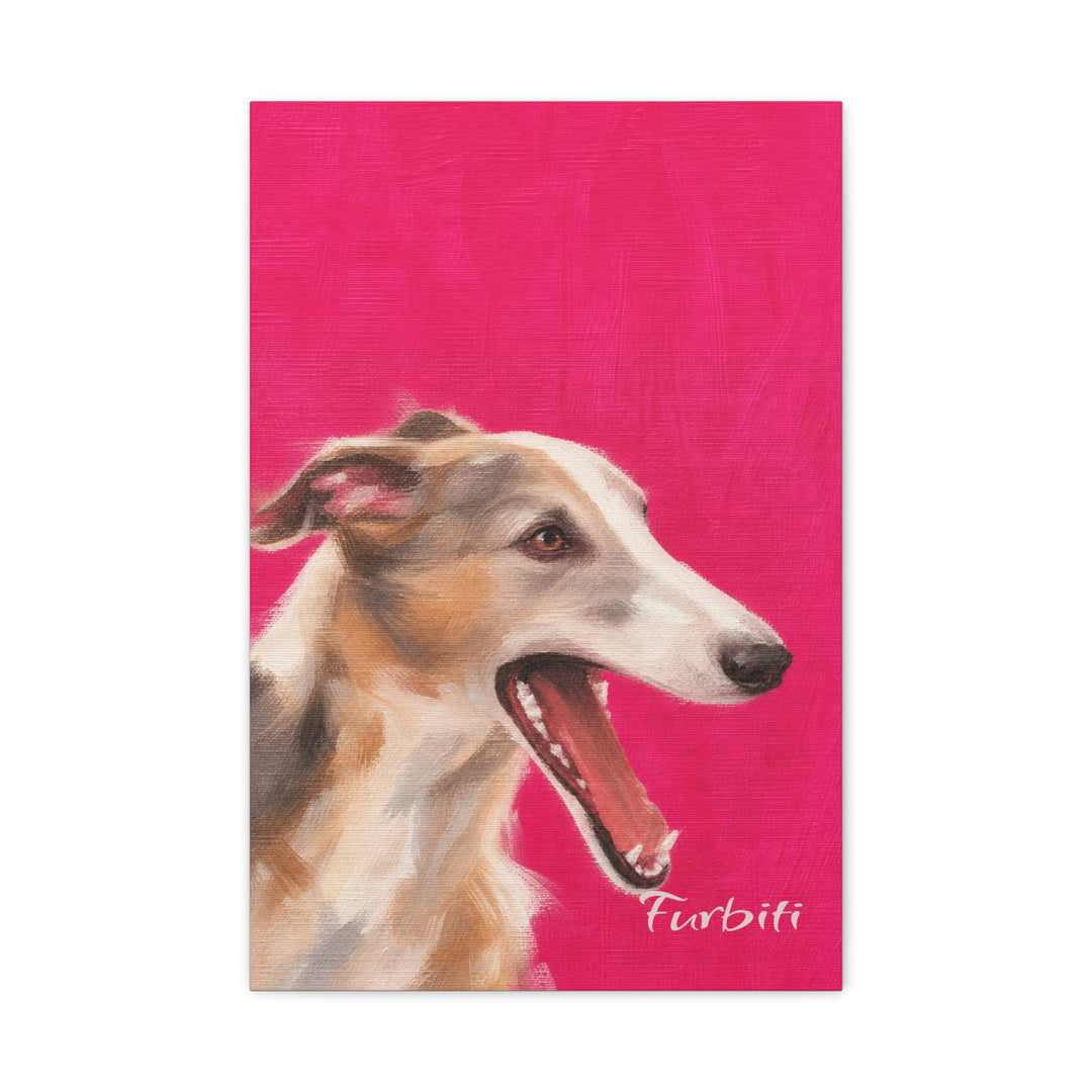 Bright Pink Cat Pet Canvas Portrait Artwork Detail
