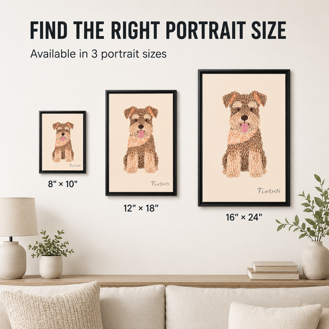 Classic Terrier Pet Canvas Portrait Size Guide