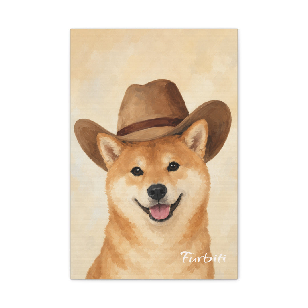 Cowboy Dog Pet Canvas Portrait Artwork Detail